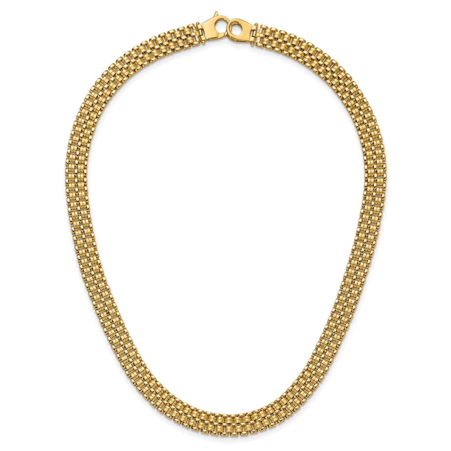 14K Brushed and Polished Basket Weave Pattern 17 inch Necklace