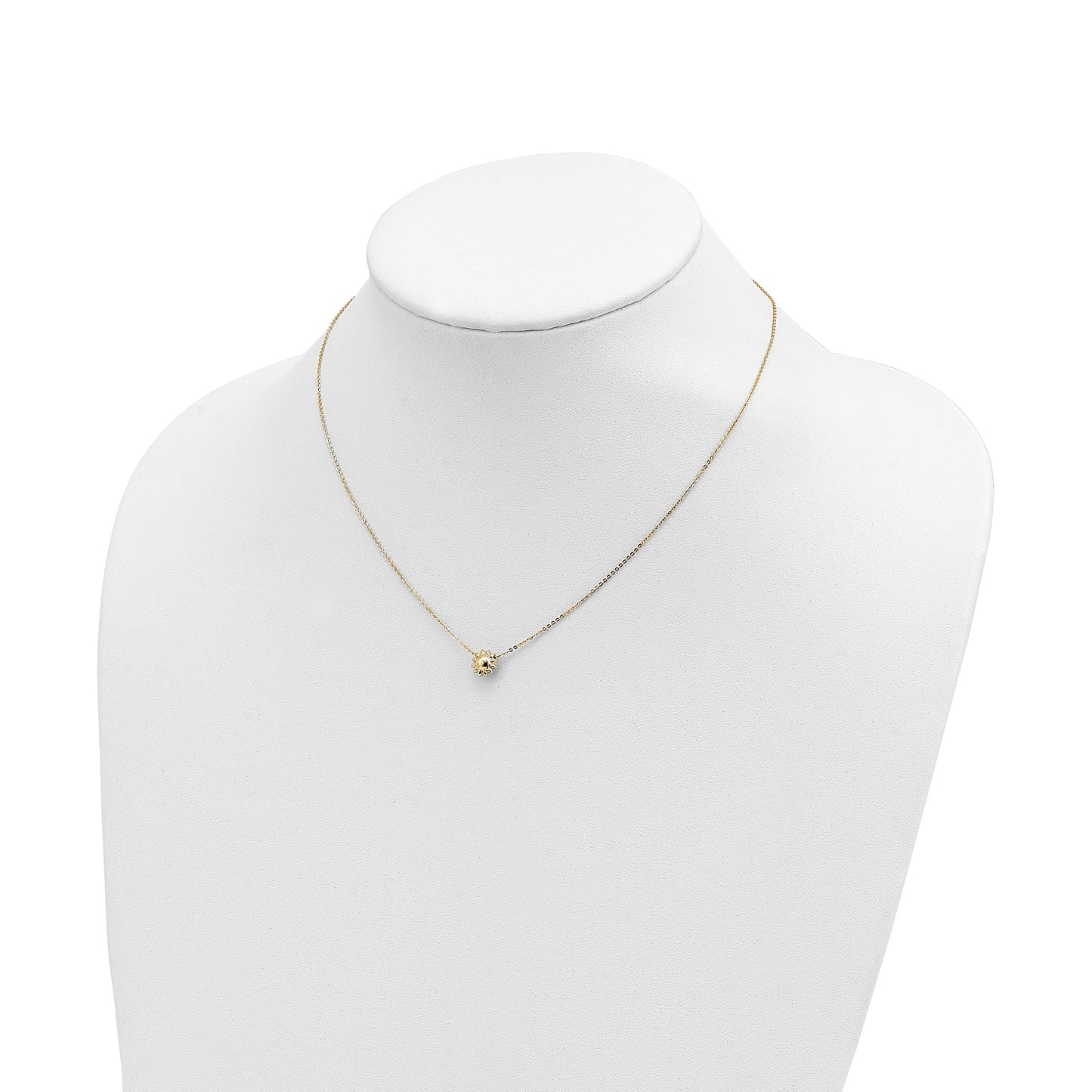 14k Polished Puffed Sun 16.5 inch Necklace
