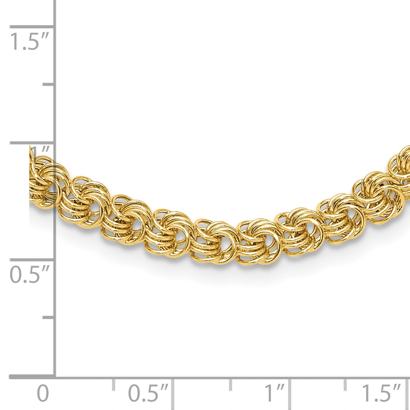 14K Polished 5.3mm Fancy Triple Link 18 inch Necklace