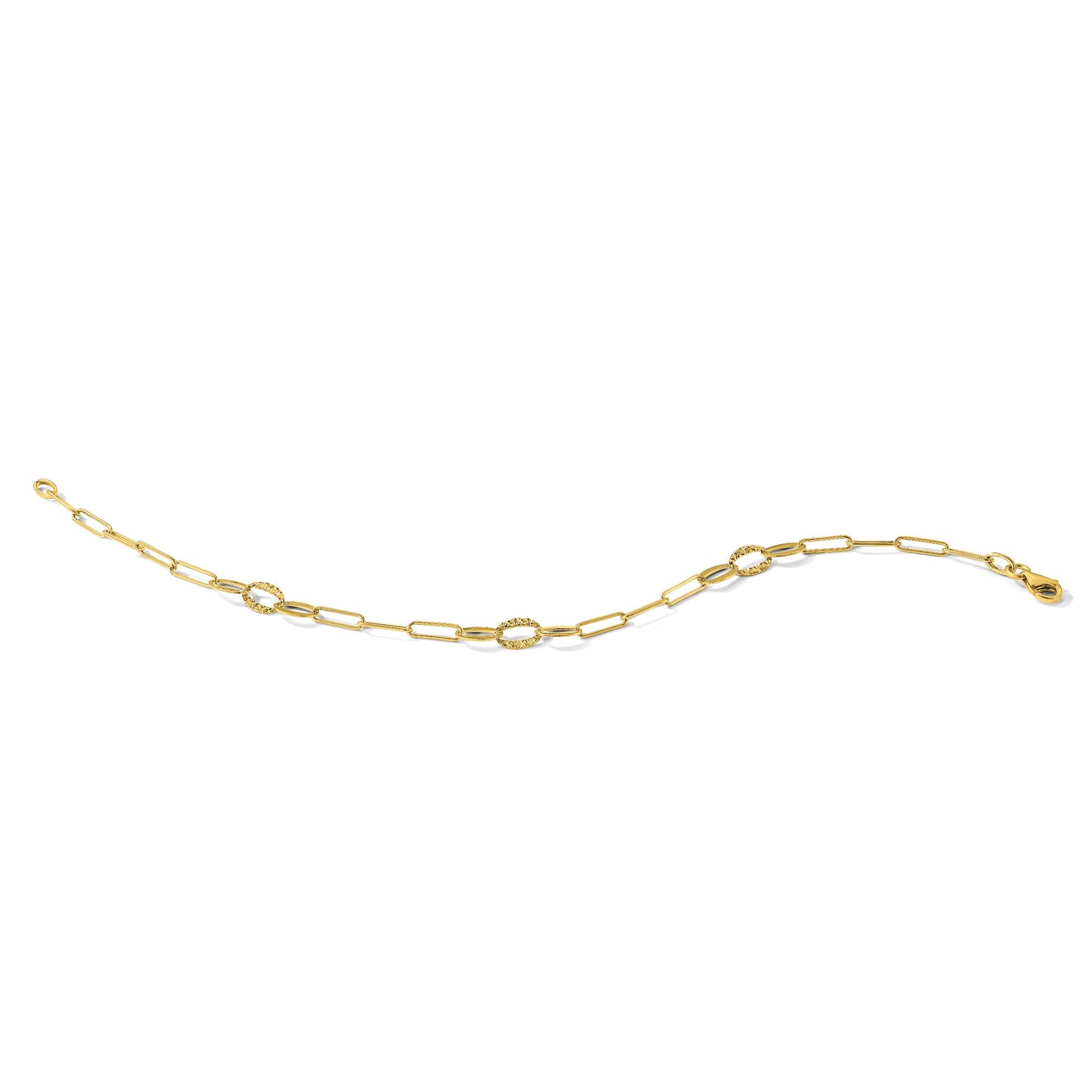 14K Diamond-cut Oval and Paperclip Link 7.25 inch Bracelet