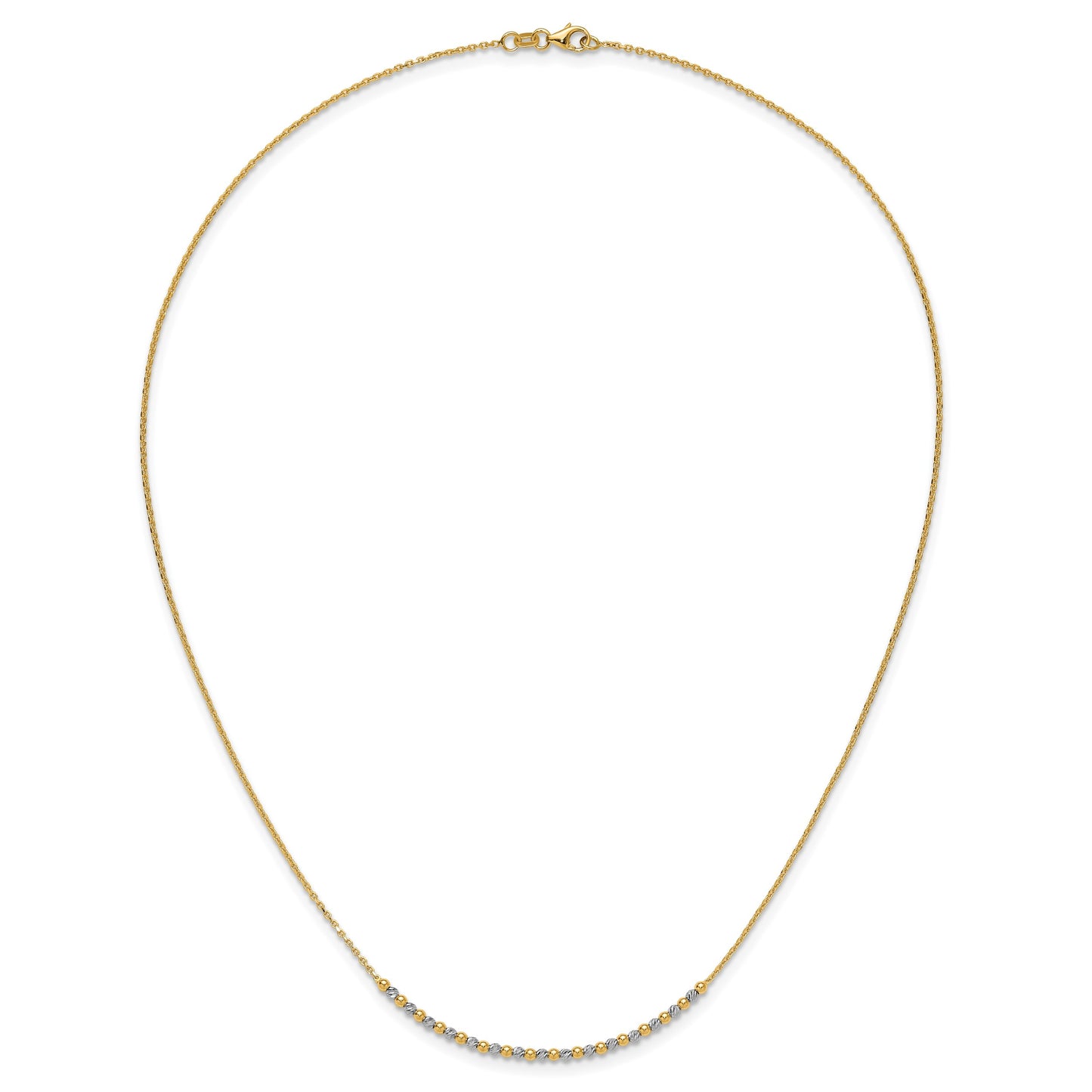 14K Two-tone Diamond-cut Beaded 18 inch Necklace