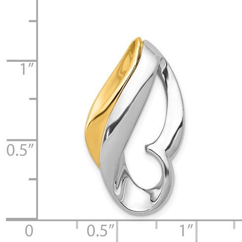 14k Two-tone Polished Slide Fits up to 6mm Regular/8mm Fancy or Reversible Omega