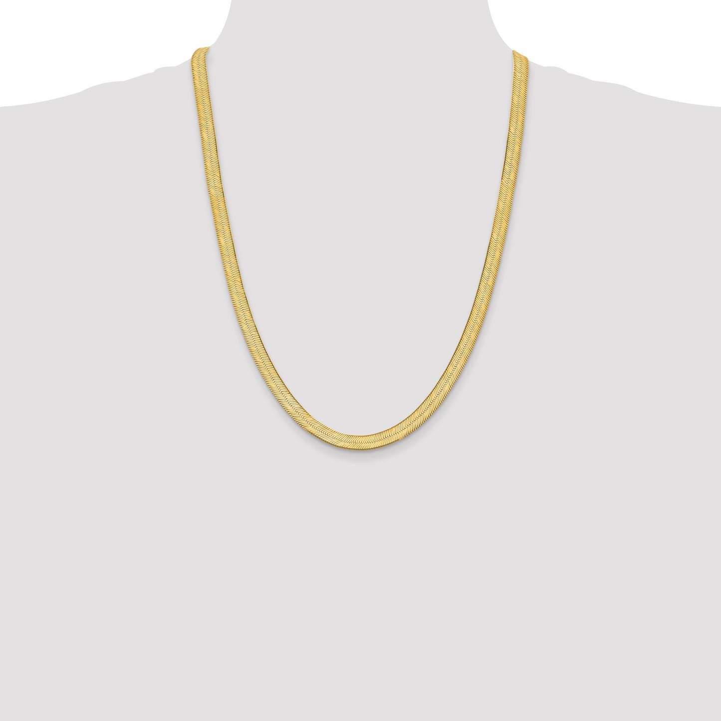 14K 24 inch 6.5mm Silky Herringbone with Lobster Clasp Chain