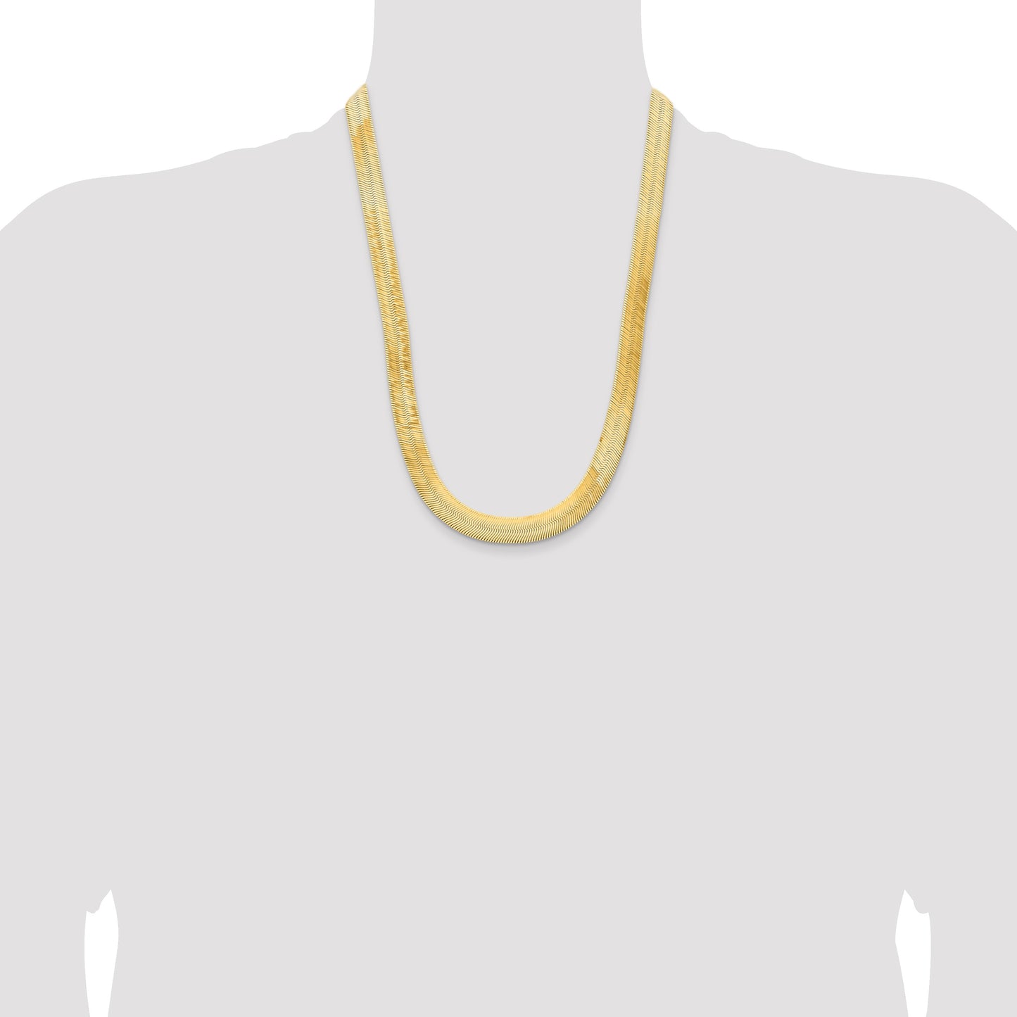 14K 24 inch 10mm Silky Herringbone with Lobster Clasp Chain