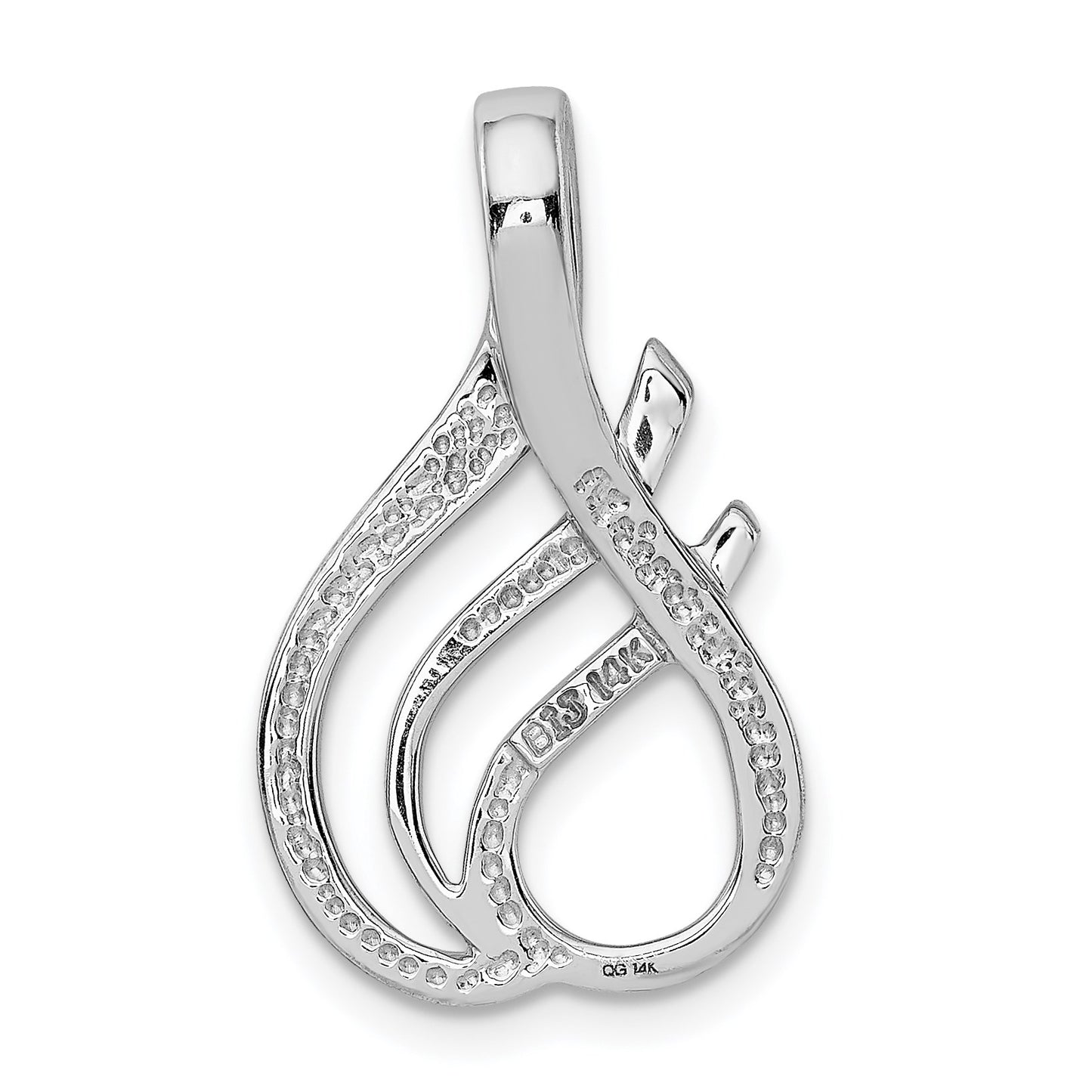 14k White Gold Polished Slide Fits up to 4mm Regular/6mm Fancy or Reversible Omega