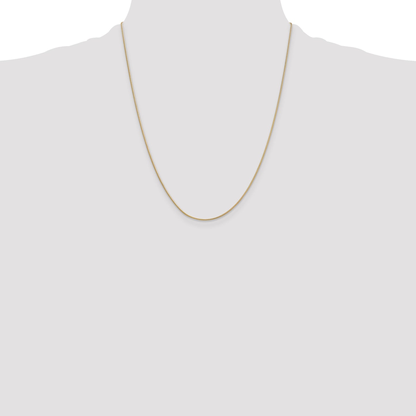 14K 22 inch .9mm Round Snake with Lobster Clasp Chain