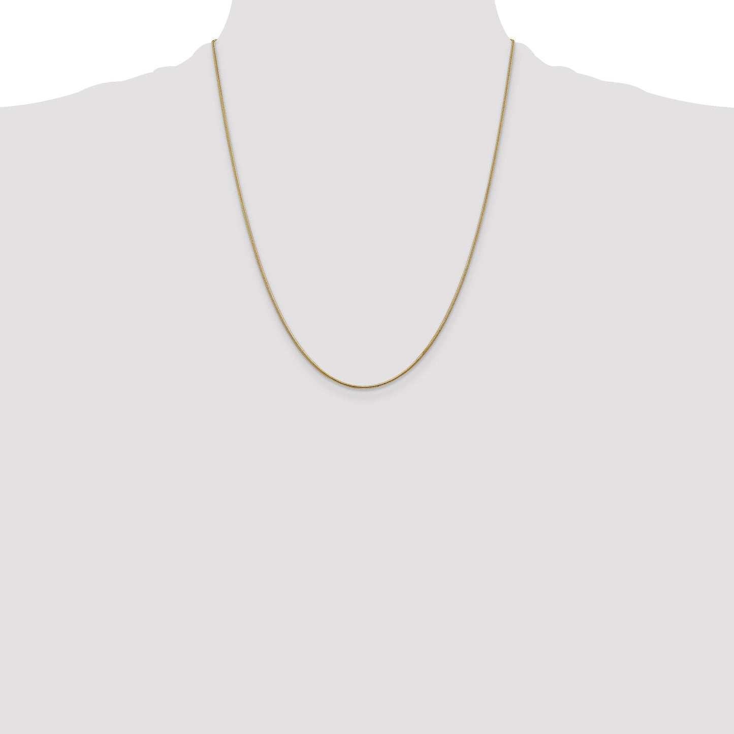 14K 22 inch 1.1mm Round Snake with Lobster Clasp Chain