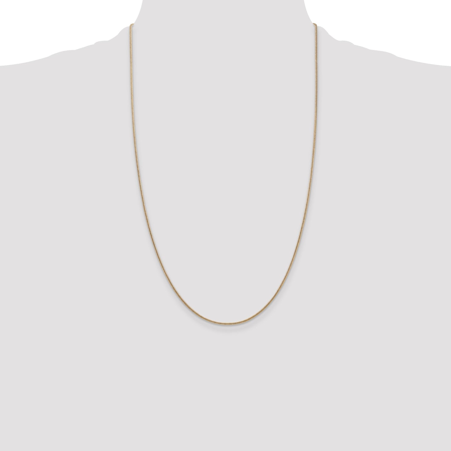 14K 26 inch 1.4mm Round Snake Lobster Clasp Chain