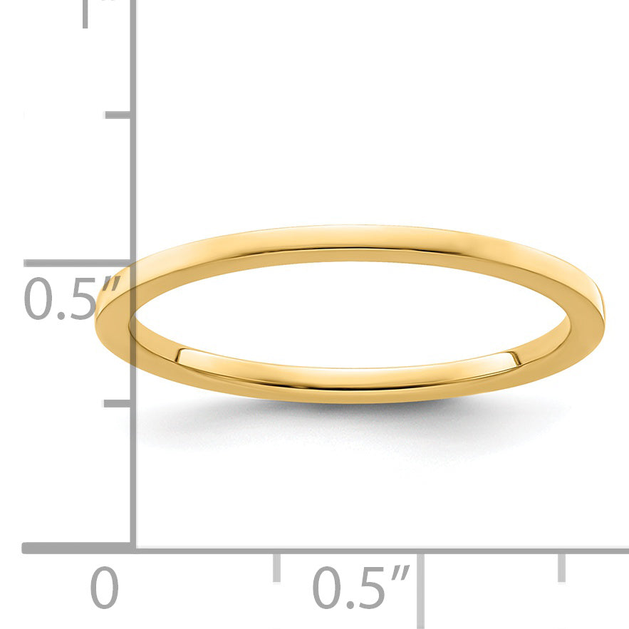 14K Yellow Gold 1.2mm Flat Polished Stackable Band Size 5