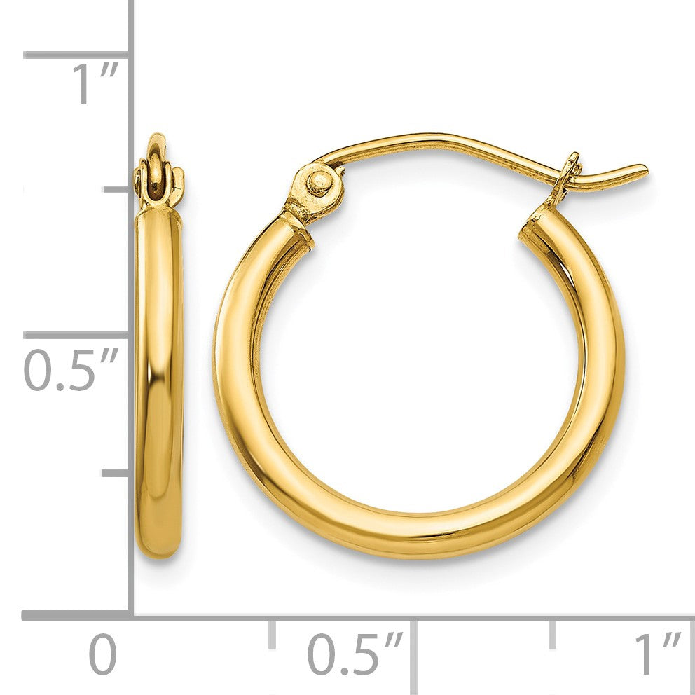 14k 2x18mm Polished Tube Hoop Earrings
