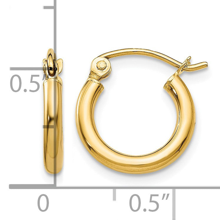14k 2x12mm Polished Tube Hoop Earrings