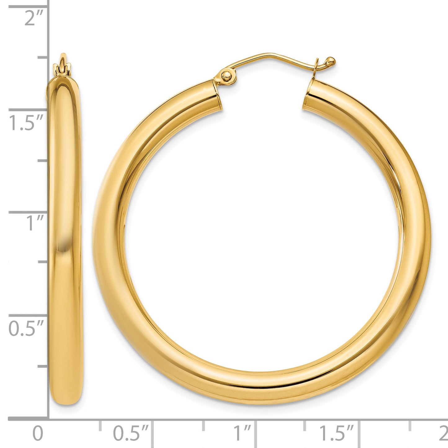 14K 4x40mm Polished Lightweight Tube Hoop Earrings