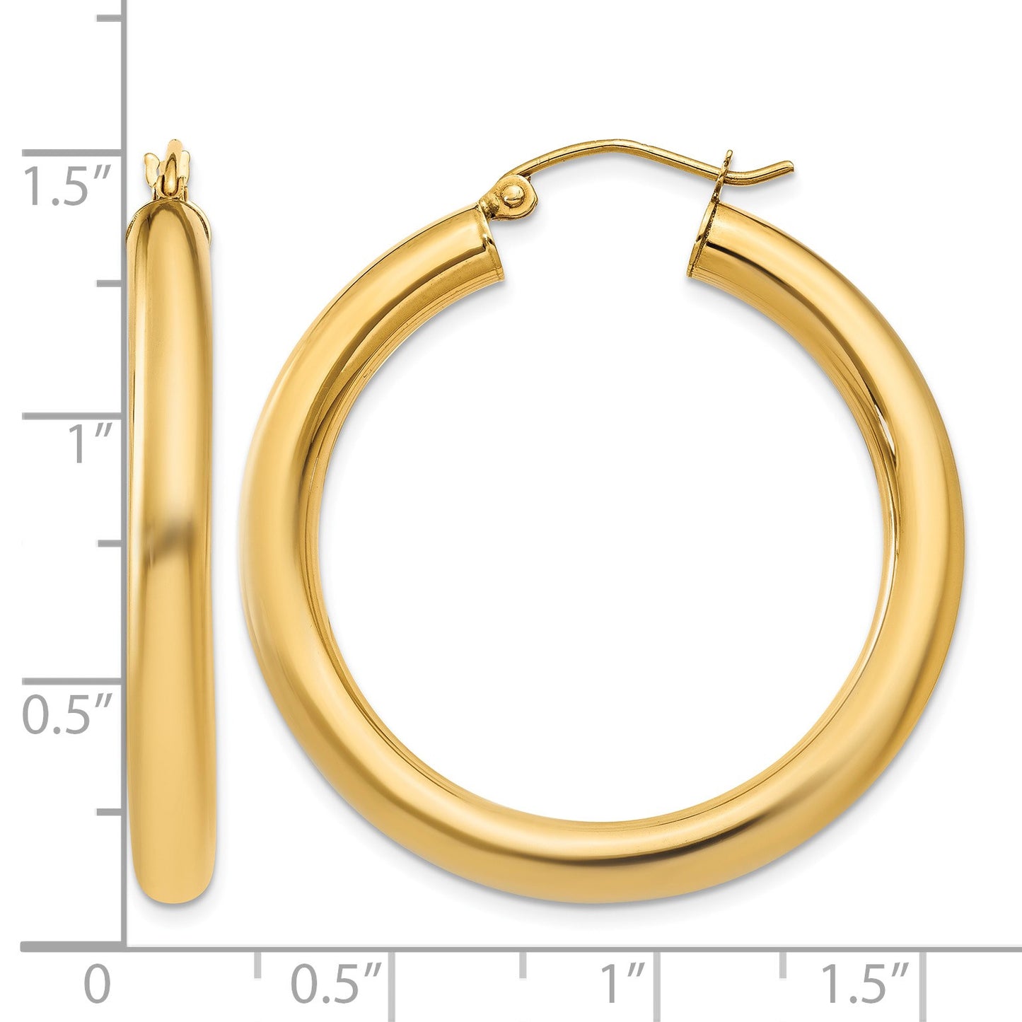 14k 4x35mm Polished Lightweight Tube Hoop Earrings