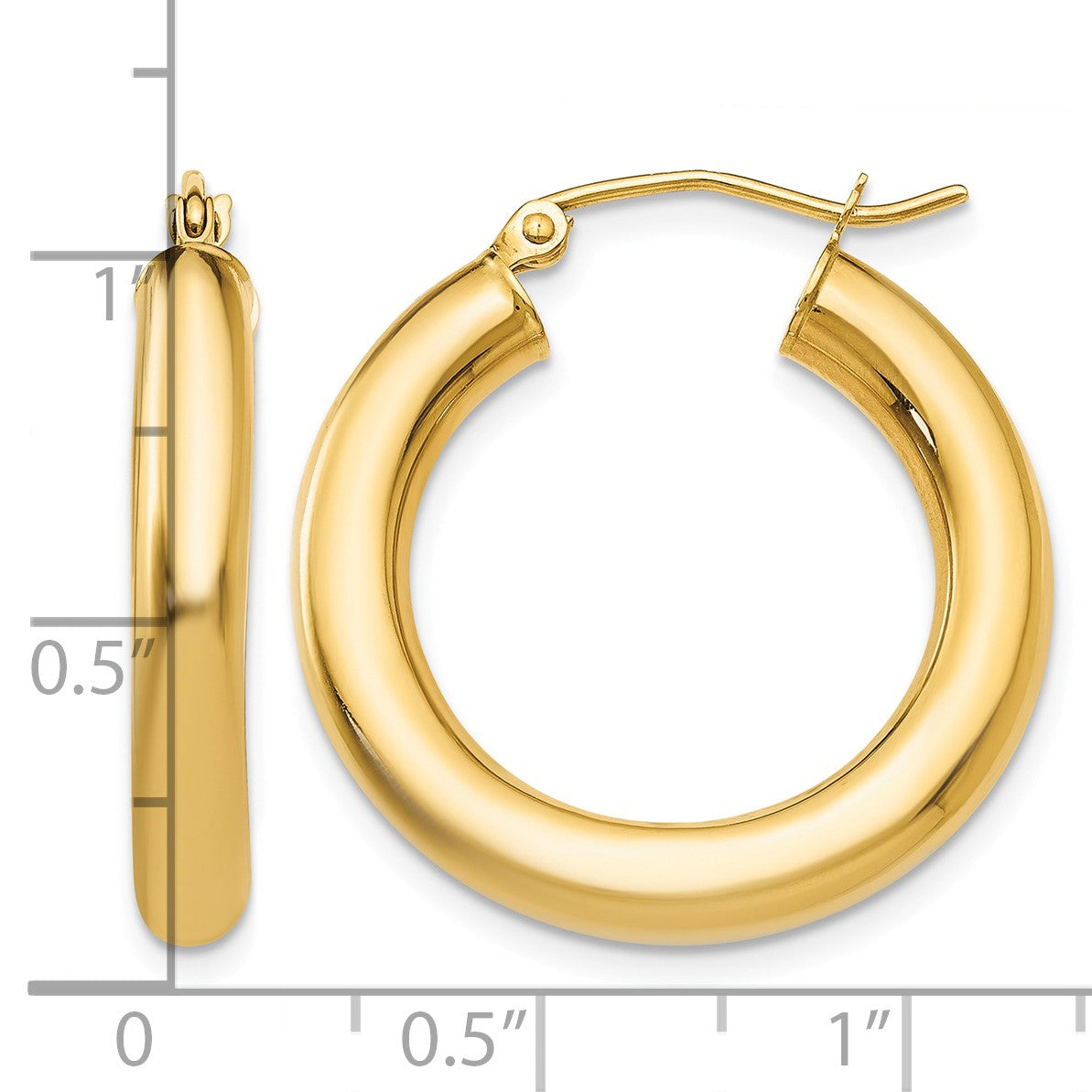14k 4x25mm Polished Lightweight Tube Hoop Earrings
