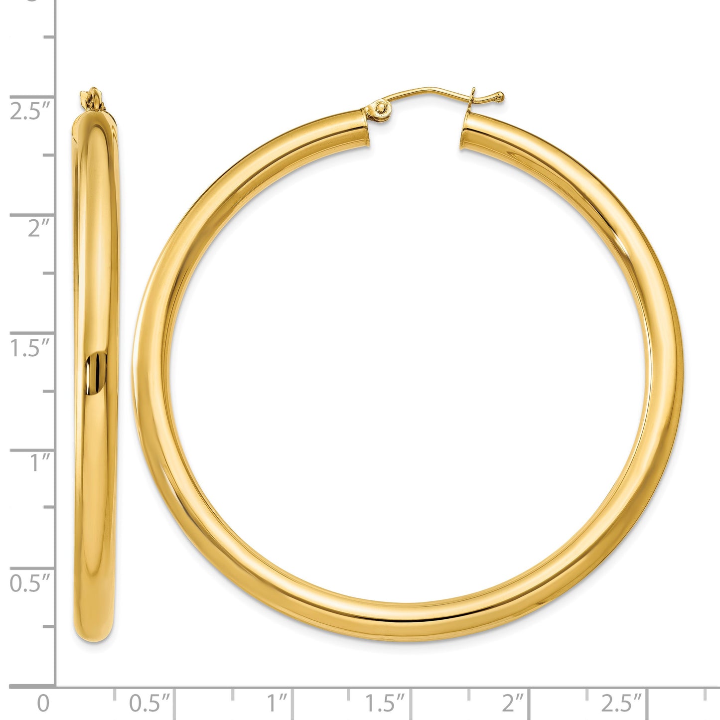 14K 4x55mm Polished Tube Hoop Earrings