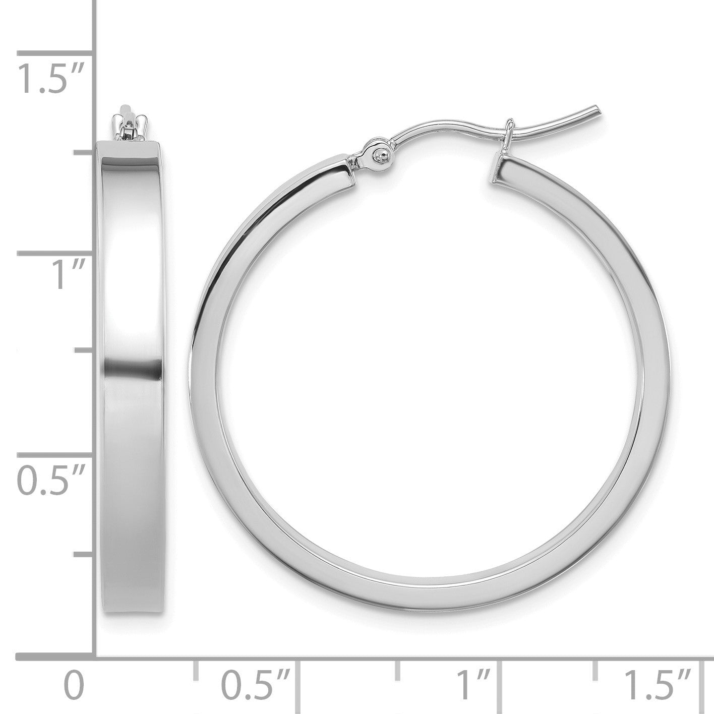 14K White Gold 4x28mm Polished Tube Hoop Earrings