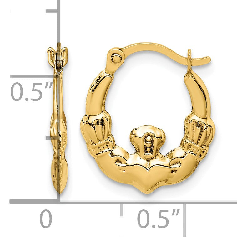 14k Claddagh Hoop Earrings