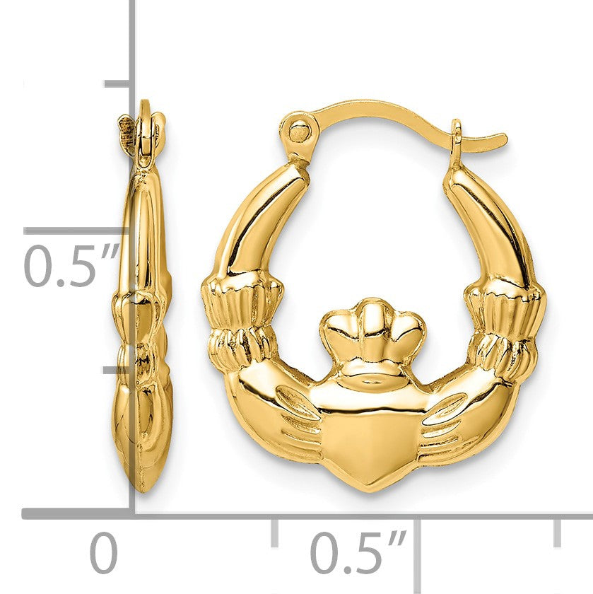 14k Claddagh Hoop Earrings