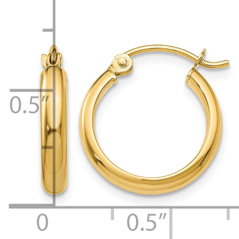 14k 2.75x12mm Round Tube Hoop Earrings