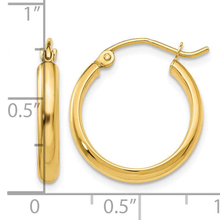 14k 2.75x17mm Round Tube Hoop Earrings