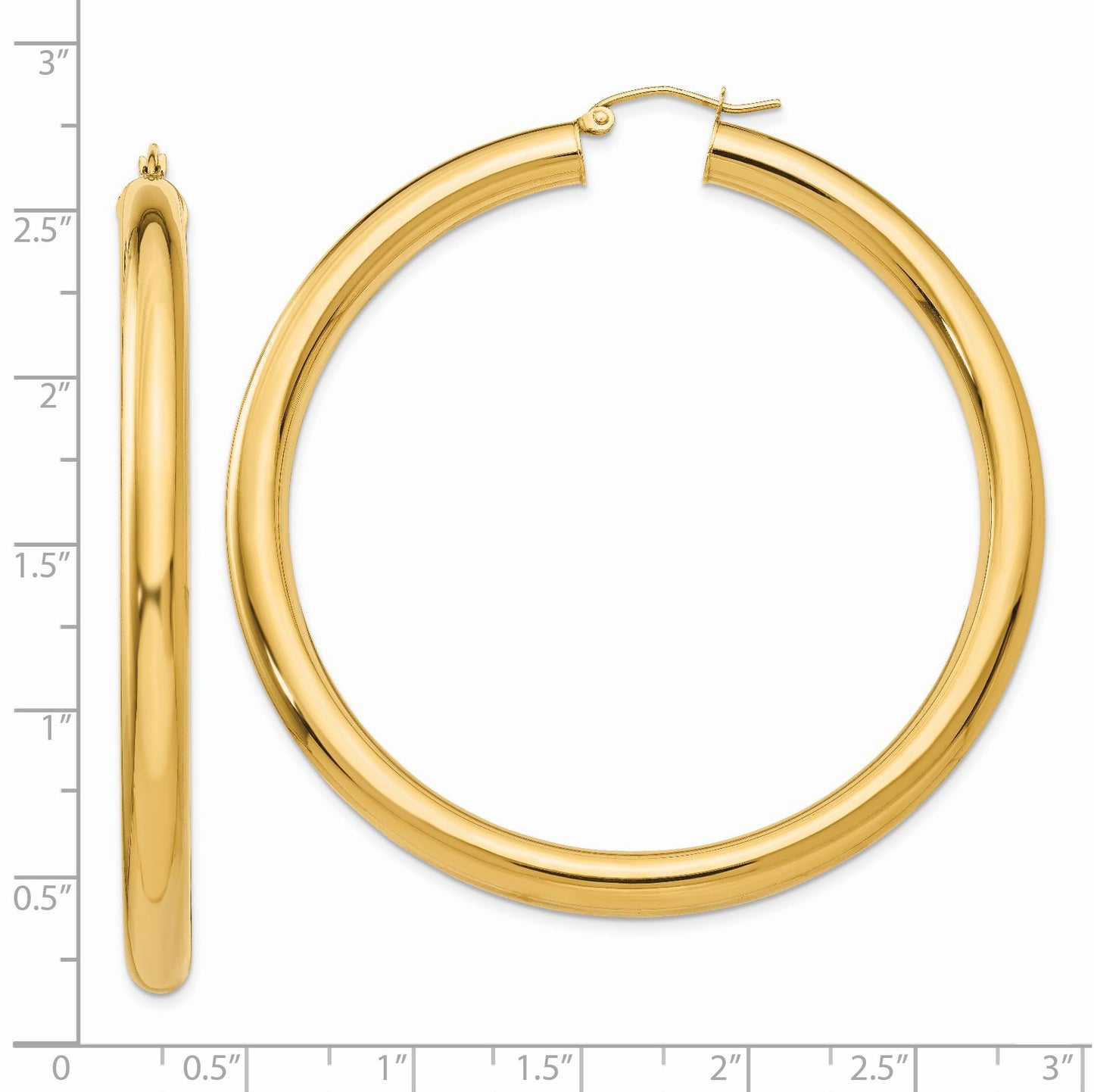 14k 5x60mm Polished Tube Hoop Earrings