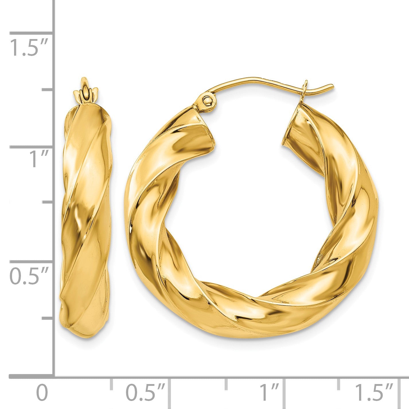 14k Polished 5.0mm Twisted Hoop Earrings