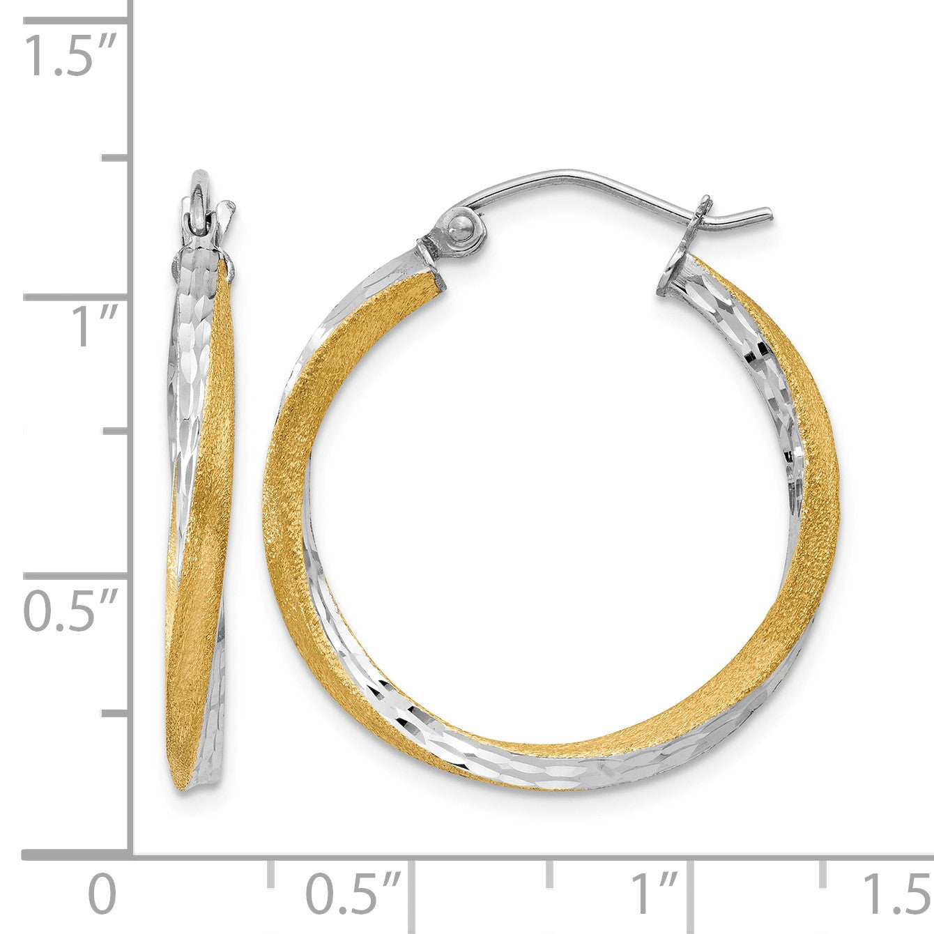 14k & Rhodium Diamond-cut 2.5mm Twisted Hoop Earrings