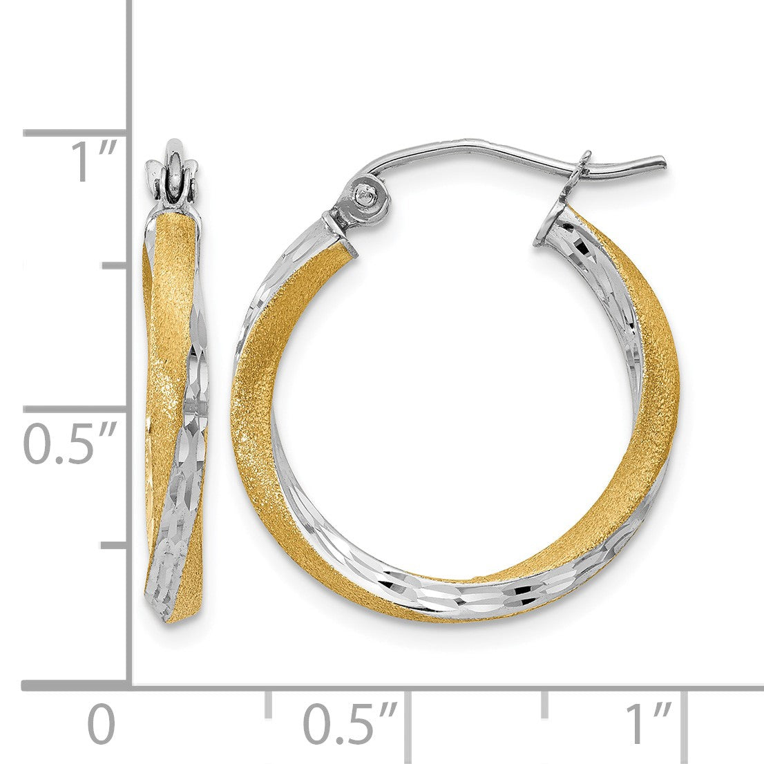 14k & Rhodium Diamond-cut 2.5mm Twisted Hoop Earrings
