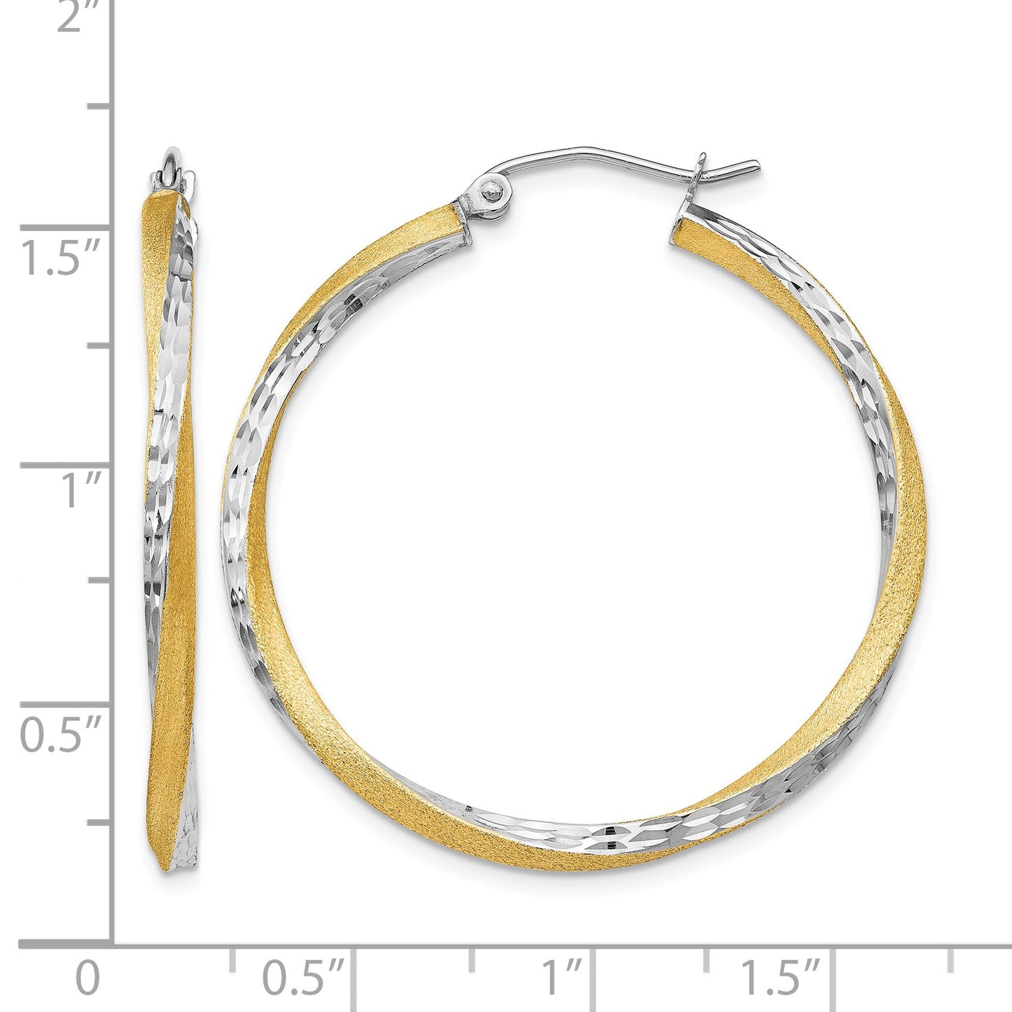 14k & Rhodium Diamond-cut 2.5mm Twisted Hoop Earrings