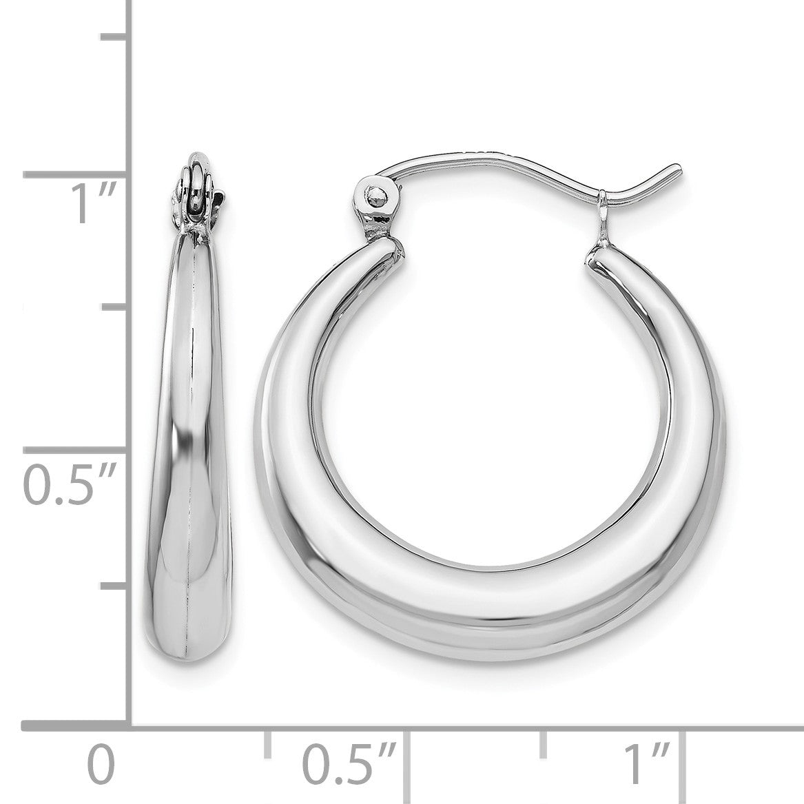 14k White Gold Polished Hoop Earrings