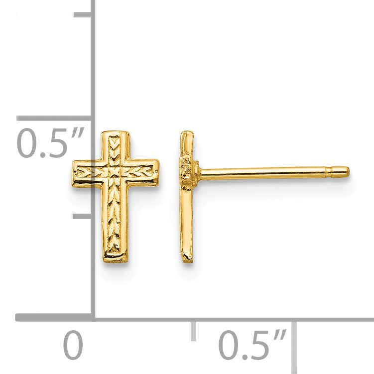 14k Small Polished Cross Post Earrings