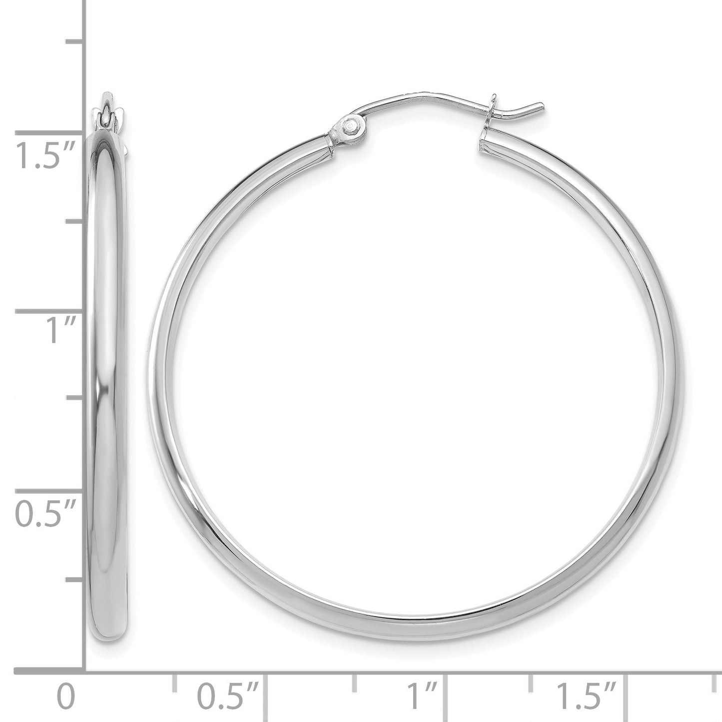 14k White Gold 2.75x35mm Polished Tube Hoop Earrings