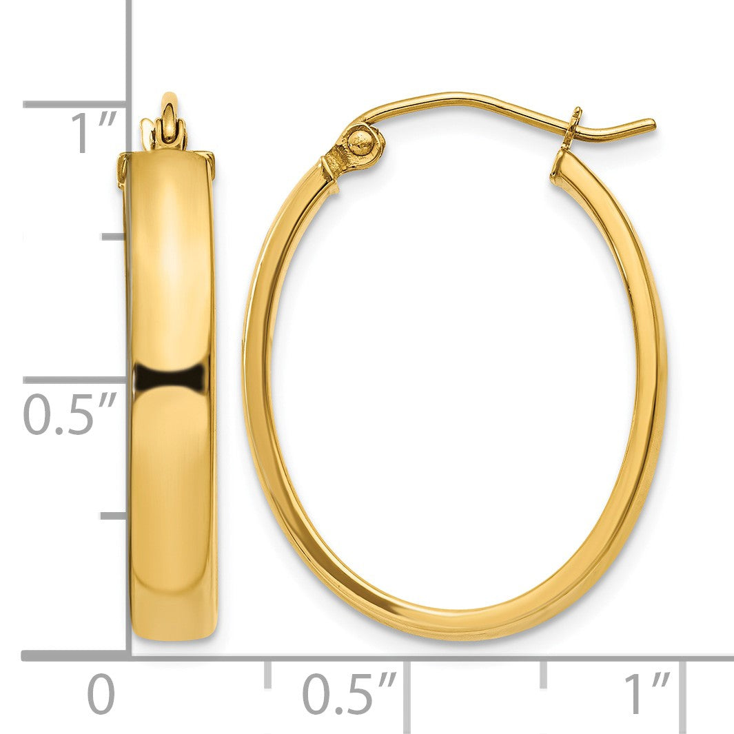14k 4x25mm Lightweight Oval Tube Hoop Earrings