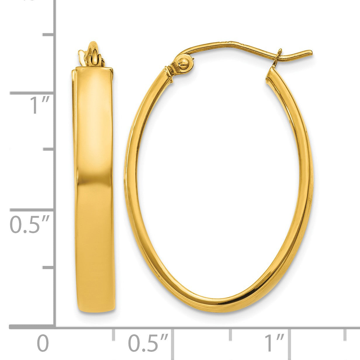 14k 4x30mm Lightweight Oval Tube Hoop Earrings