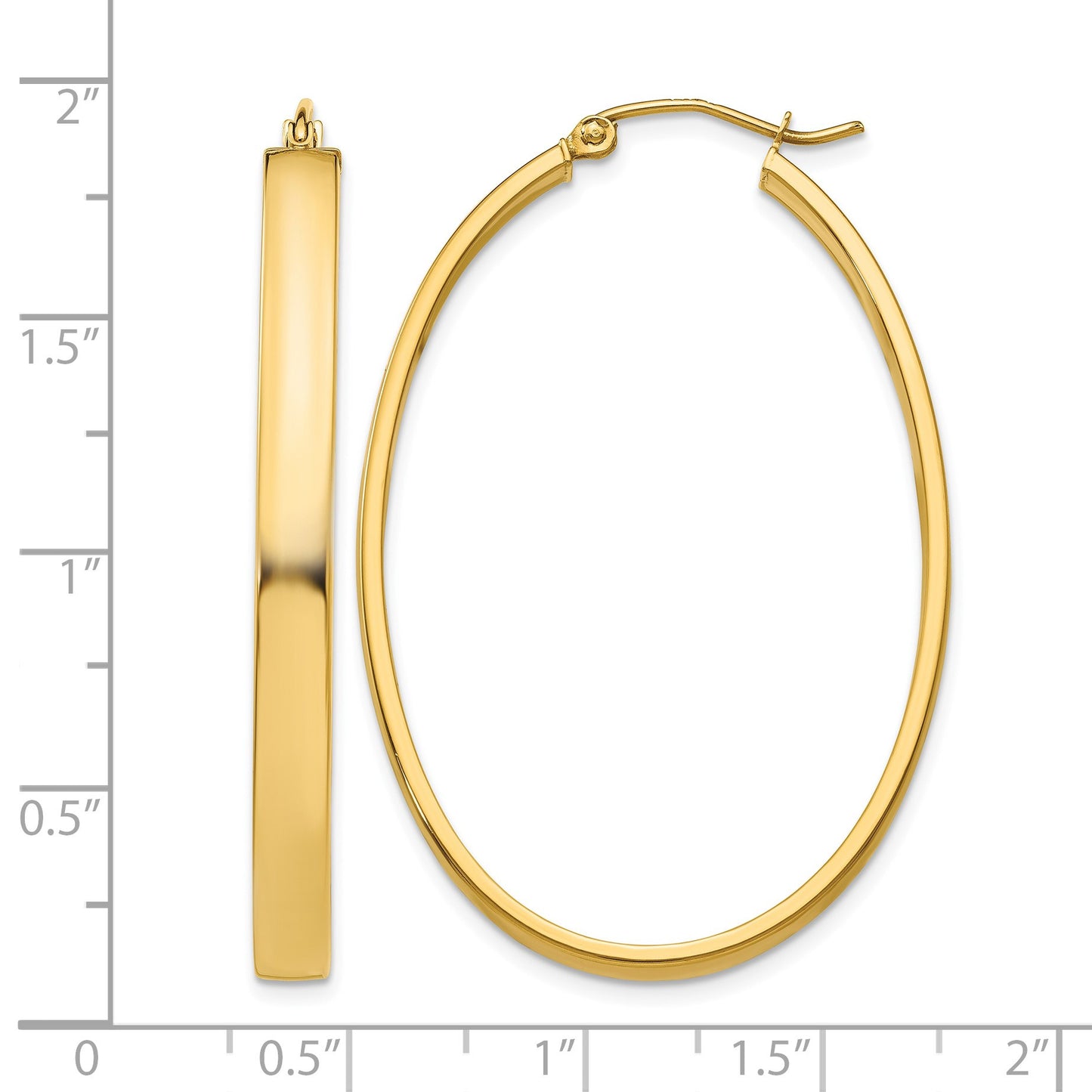 14k 4x48mm Lightweight Oval Tube Hoop Earrings