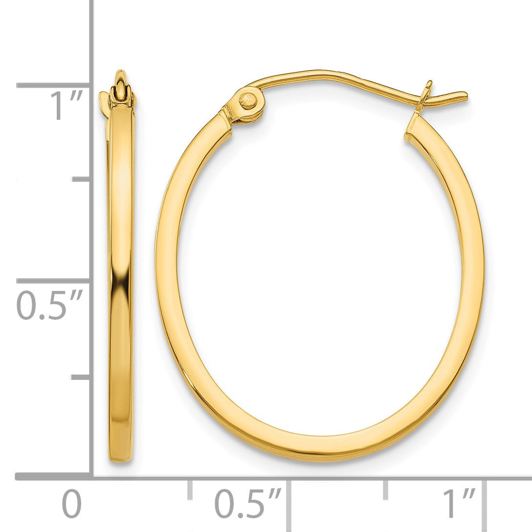 14k 1.5x25mm Lightweight Fancy Oval Tube Hoop Earrings