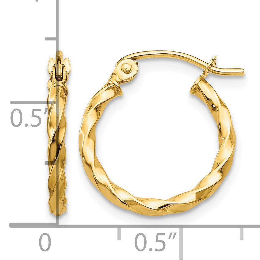 14k Twist Polished Hoop Earring