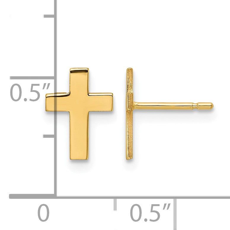 14k Polished Cross Post Earrings