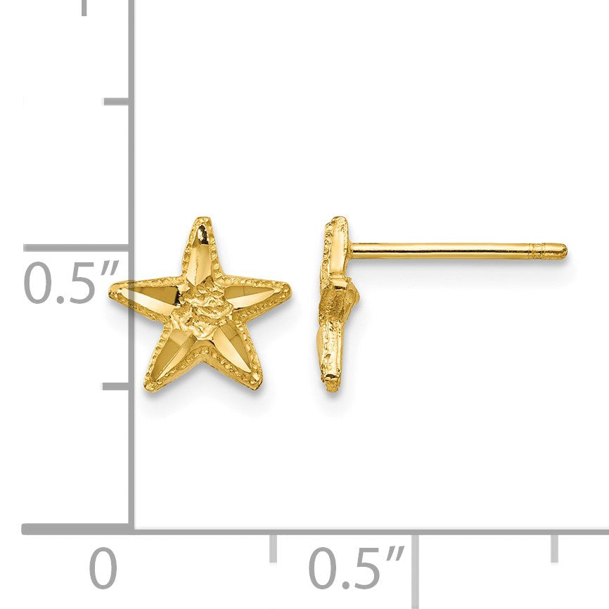 14K Diamond-cut Starfish Earrings
