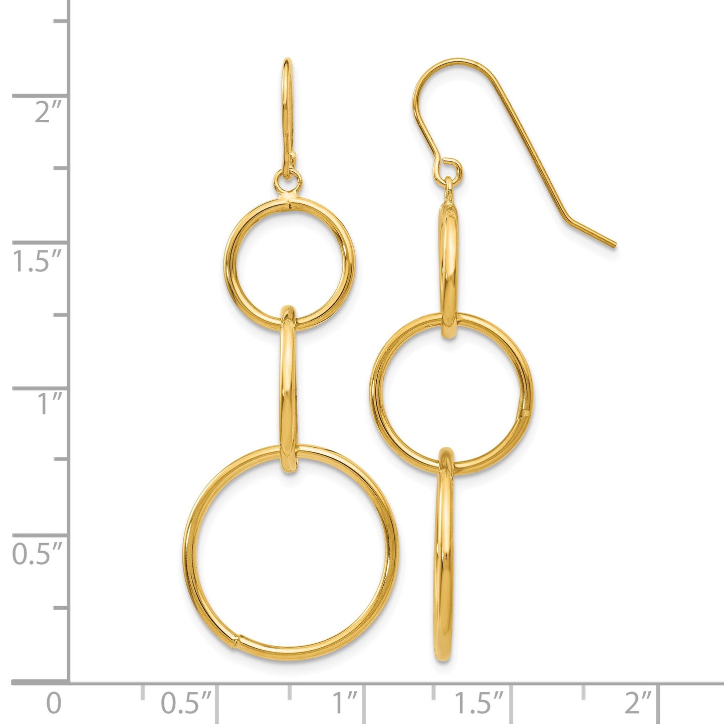 14k 3 Circle Dangle Wire Earrings