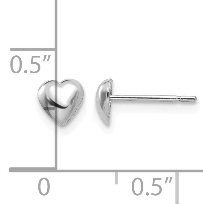 14K White Gold Polished Heart Post Earrings