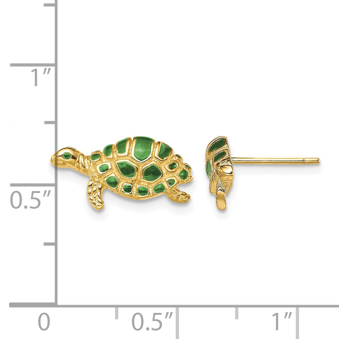 14k Green Enamel Turtle Post Earrings