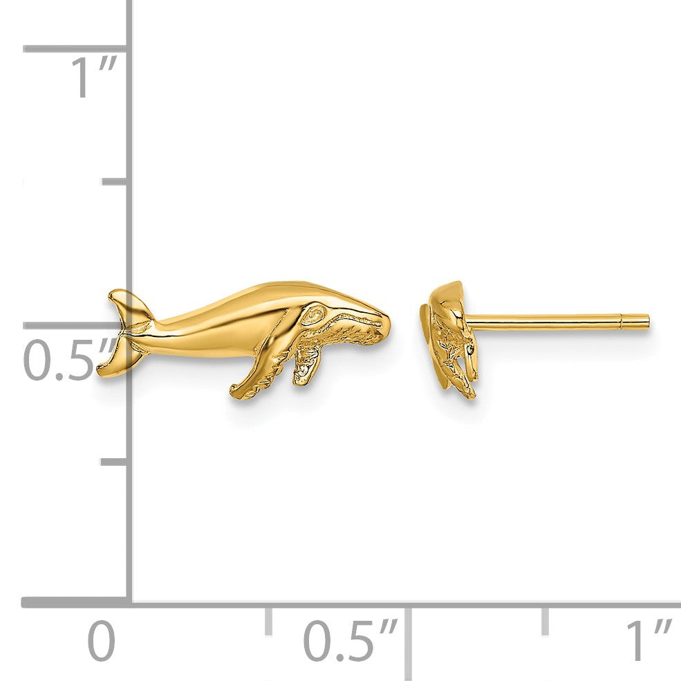 14K Mini Humpback Whale Post Earrings