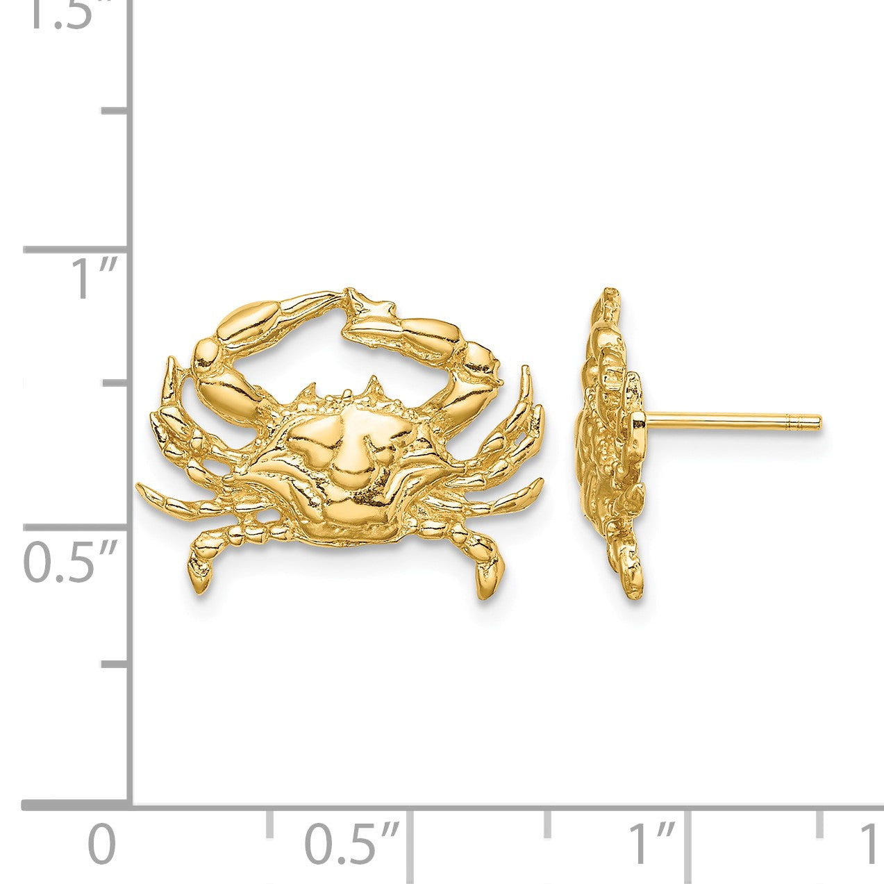 14K 2-D Blue Crab Post Earrings