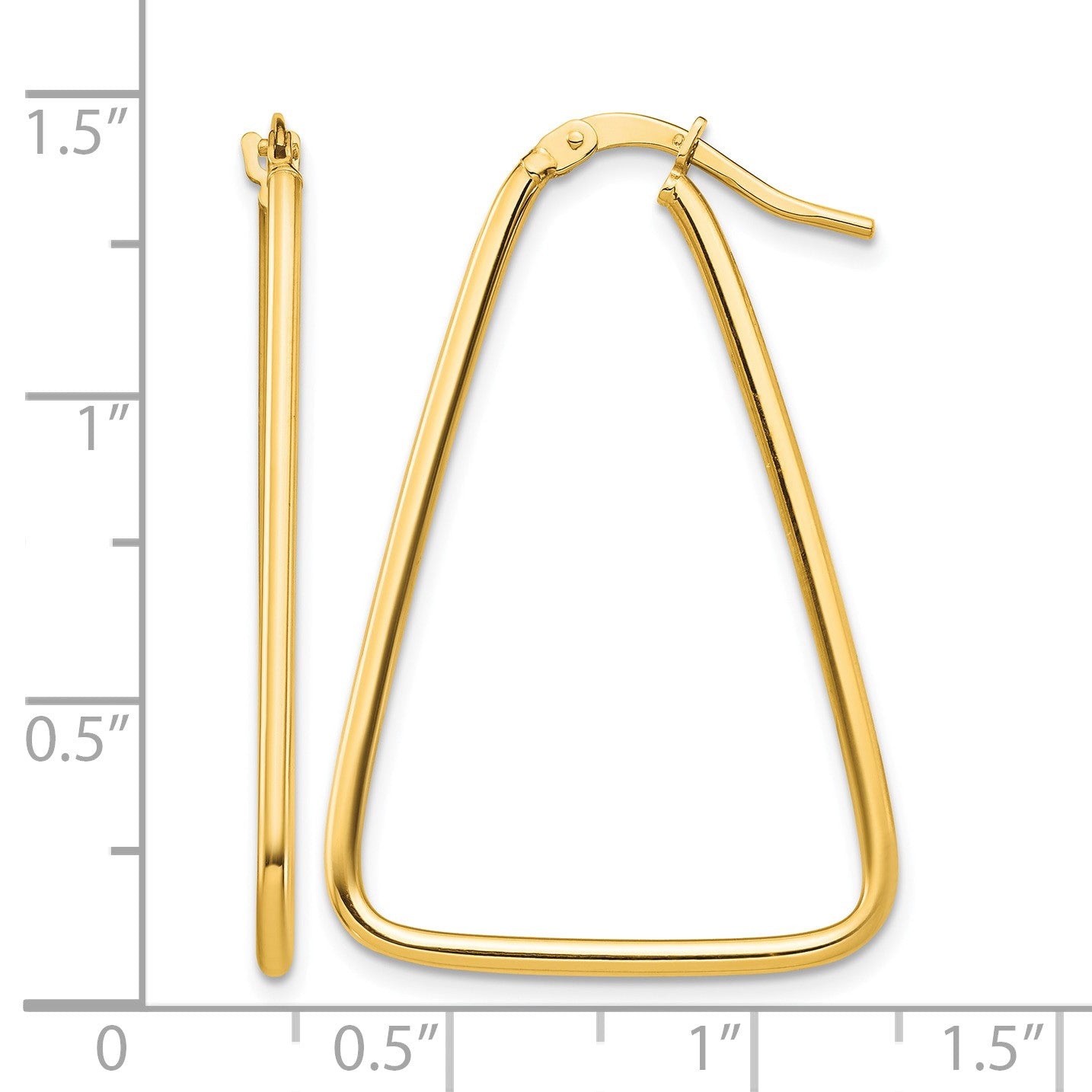 14k 1.5mm Polished Triangle Dangle Hoop Earrings