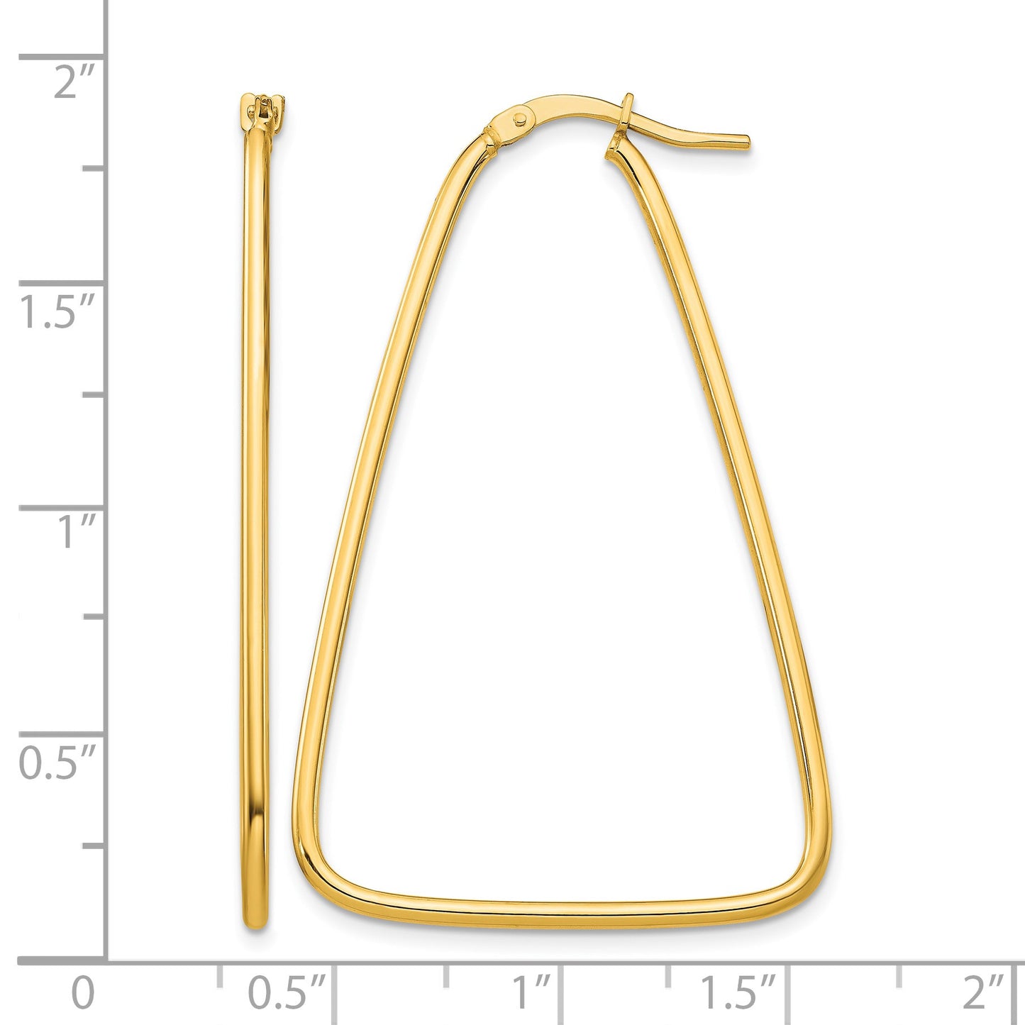 14k 1.5mm Polished Large Triangle Dangle Hoop Earrings