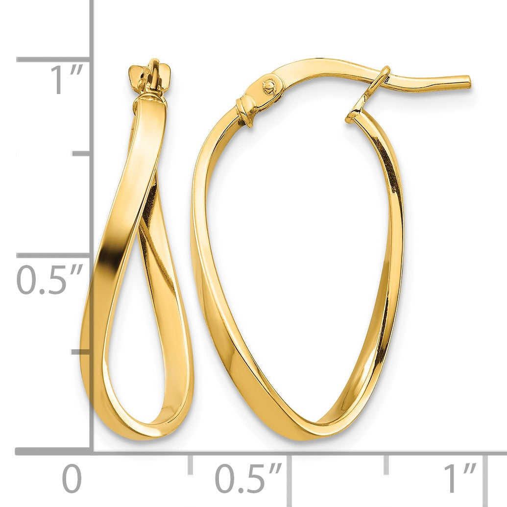 14k Polished 2mm Wavy Hoop Earrings