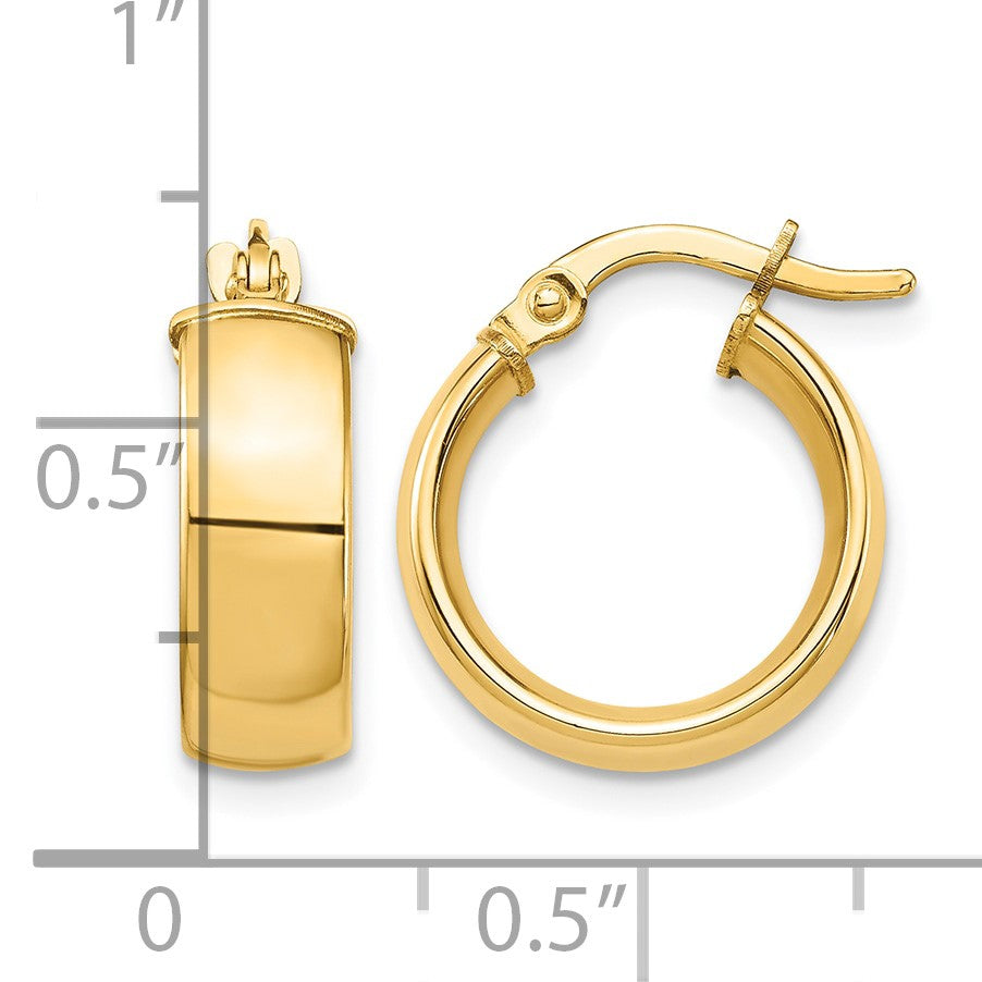 14k 5x16mm High Polished Tube Hoop Earrings