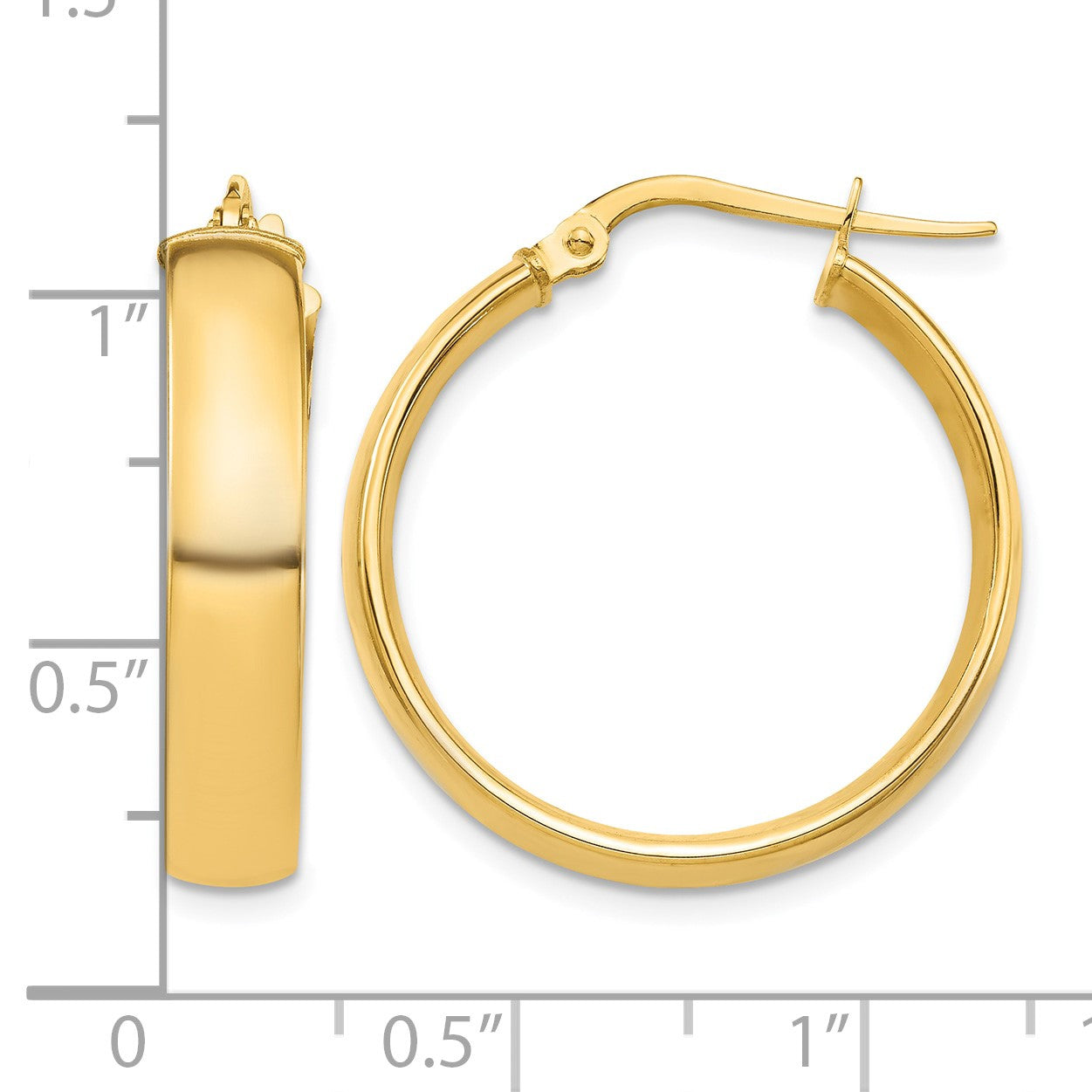 14k 5x26mm High Polished Tube Hoop Earrings