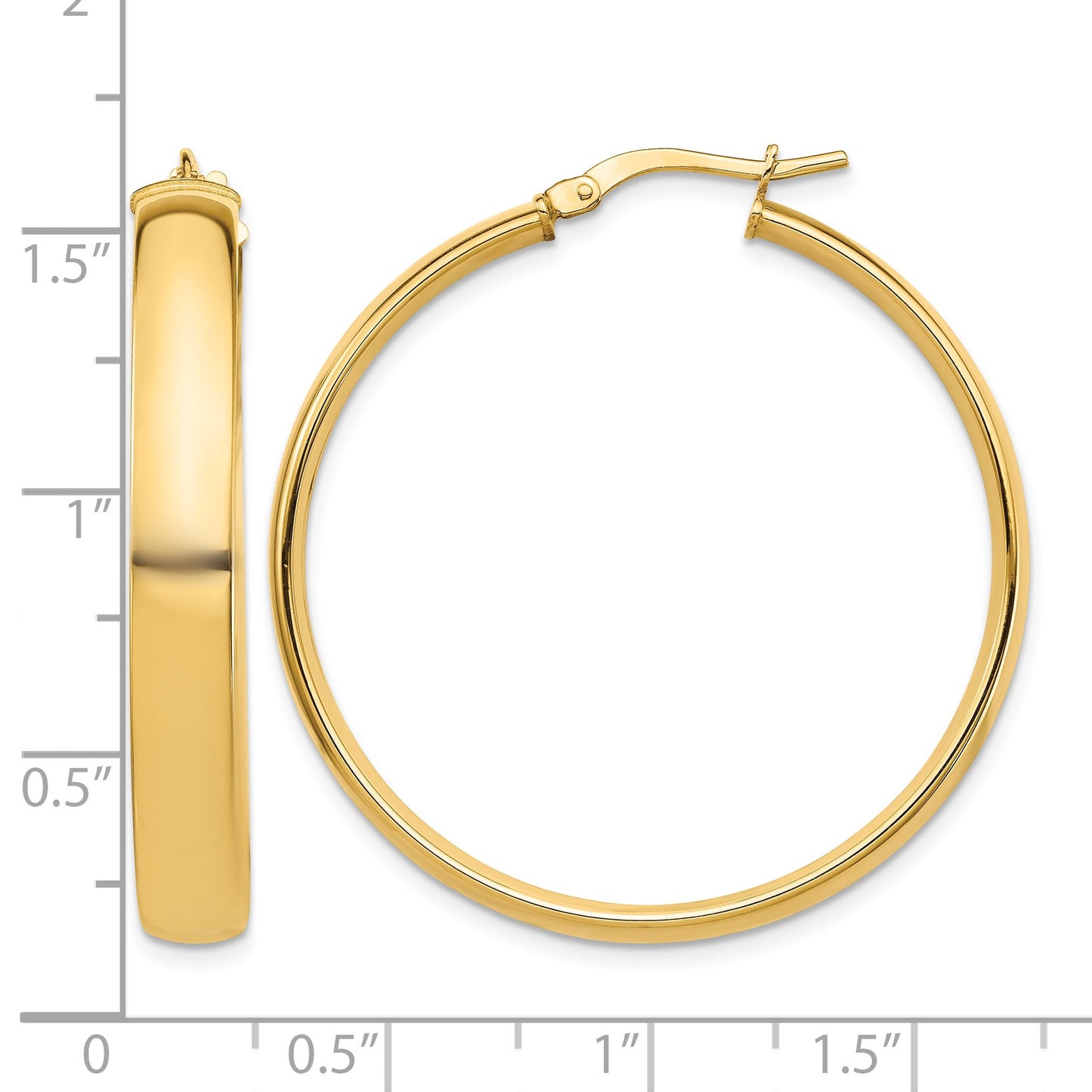14k 5x38mm High Polished Tube Hoop Earrings